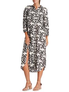 Абстрактное прикрывающее платье миди La Moda Clothing, белый/черный