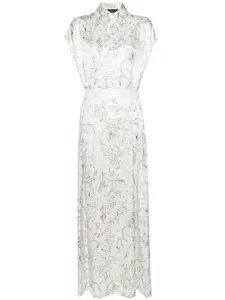Шелковое платье-рубашка с графичным принтом Fabiana Filippi, белый