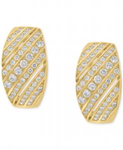 Серьги-кольца EFFY с бриллиантами в несколько рядов (общий вес 7/8 карата) в оправе из 14-каратного желтого золота EFFY Collection, Gold