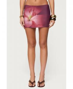 Женская мини-шорты с тигровым цветком Edikted, Burgundy