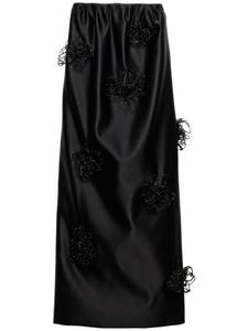 Prada атласная юбка миди с вышивкой, черный