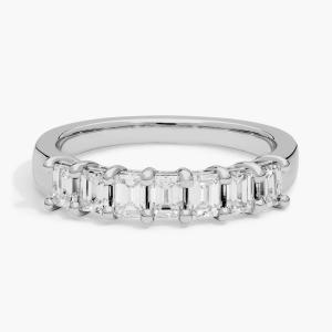 Кольцо с семью изумрудами и бриллиантами из платины (1 карат, два камня) Blue Nile