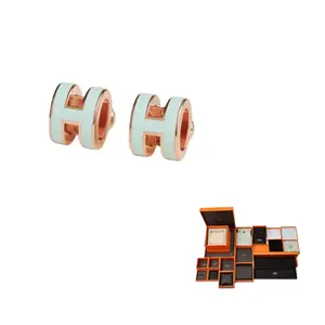 HERMES Сережки с розовым золотым покрытием унисекс mint green