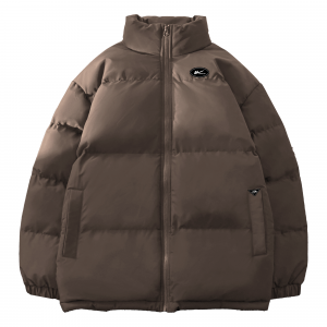 Пуховик женский с воротником стойкой утепленный WARRIOR, coffee (diy badge)