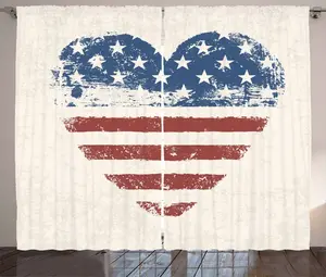 Штора ABAKUHAUS Americana Rustic, патриотический флаг США, универсальная тесьма для гостиной с петлями и крючками, 280 x 225 см, цвет: синий, ярко-кремовый Abakuhaus