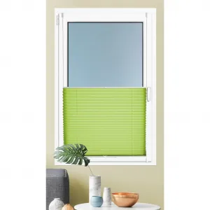 Плиссированная жалюзи Brisa Светозащита без сверления Фиксация зажима, Защитная ширма, Непрозрачная, Монохромная, Зажимная опора Kutti, зеленый