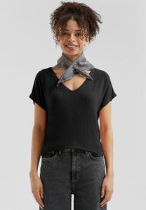 Футболка QS FLIESSENDES MIT STRUKTUR, Schwarz/Black