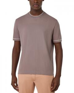 Хлопковая футболка из крепового трикотажа Boggi Milano, коричневый/бежевый