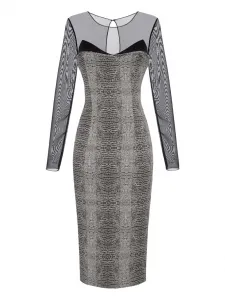 Платье миди со змеиным принтом Elisabetta Franchi, серебряный