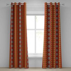 Занавеска с люверсами Abakuhaus Raute 2 шт, 280x245x0,5 см цвет orange gelb und weiß
