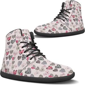 Женские Босоножки Без Каблука с Широким Носком, Высокие Кроссовки на Шнуровке с Противоскользящей Подошвой и Нулевым Перепадом GETELINSENG, Hearts