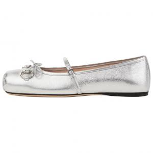 GUCCI Лоферы Horsebit Mary Jane для женщин, серебристые