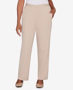 Брюки из саржи средней длины, модель Petite Saratoga Springs, с боковыми карманами Alfred Dunner, Tan Heather
