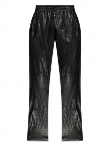 Кожаные брюки с эластичной талией DIESEL, черный