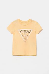 Детская хлопковая футболка Guess, оранжевый