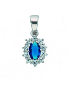 Adeliás Женский кулон из серебра 925 пробы с кубическим цирконием синего цвета