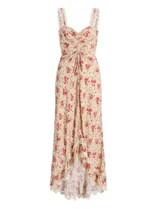 Платье макси Stevie с кружевом и цветочным принтом Cinq A Sept, нейтральный