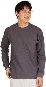 Мужская футболка Hanes H5196 Beefy-T с длинными рукавами и карманом, круглый вырез, 100% хлопок, без этикетки, темно-серый