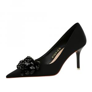 QITUMAUL Стройные каблуки на высоком каблуке женские - черный[Высота каблука 7,5 см], цвет Black[Heel Height 7.5cm]