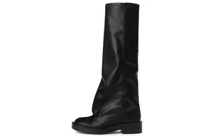 CHARLES&KEITH Маленькие черные высокие ботинки до колена на каблуке 4 см женские, цвет Black