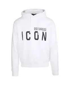 Белая толстовка с капюшоном и принтом спереди. Dsquared2, белый