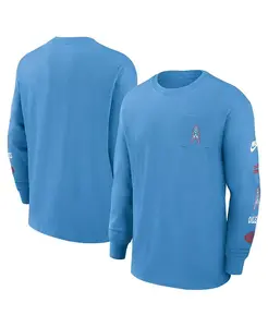 Мужская футболка с длинным рукавом Houston Oilers Rewind Heavy Max90 карманная, светло-голубая Nike