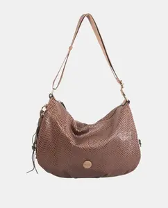 Сумка через плечо из фантазийной ткани на молнии Volum, серо-коричневый