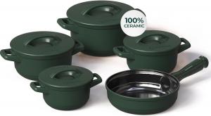 Набор посуды для приготовления Ceraflame с крышками, 9 предметов, зеленый
