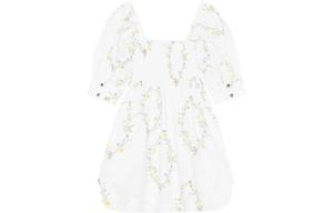 GANNI Женское белое платье с короткими рукавами