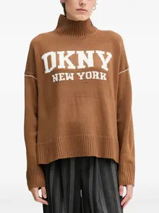 Свитер с высоким воротником и логотипом Dkny, коричневый