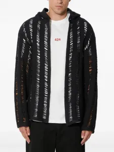 Худи из ажурной вязки 424, черный