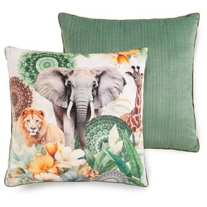 Декоративная подушка HIP No.33077, зеленый - многоцветный - бархатный - 48 x 48 x 5 см