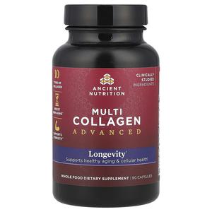 Ancient Nutrition, Multi Collagen Advanced, долголетие, 90 капсул
