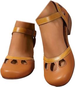 Женские винтажные туфли Mary Jane на массивном высоком каблуке с круглым закрытым носком, ремешком на щиколотке и пряжкой, праздничные сандалии, туфли-лодочки Mary Generic, Yellow