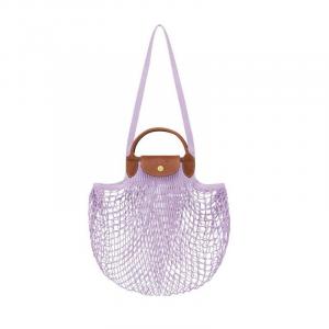 LONGCHAMP Кожаная плечевая сумка Le Pliage через плечо большая женская фиолетовая