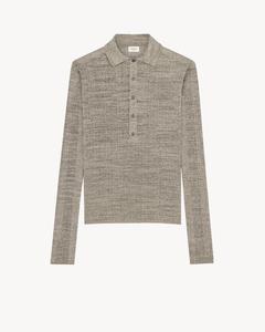 Поло из рельефного тянущегося льна Saint Laurent, черный
