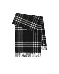 Широкий клетчатый кашемировый шарф Burberry, черный