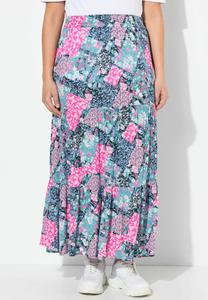 Юбка Ulla Popken FLORAL PATCH FLOUNCE PANEL, Marine/Dark Blue