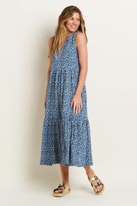 Платье-Макси из начеса с камуфляжным рисунком и вырезами Brakeburn, синий