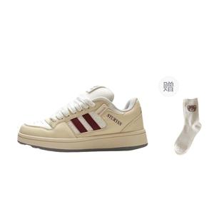 BINGO DUCK Женские скейтерские кроссовки бело-черные с подарком носками и эксклюзивной коробкой, цвет White Black+Gift Socks+Exclusive Shoe Box