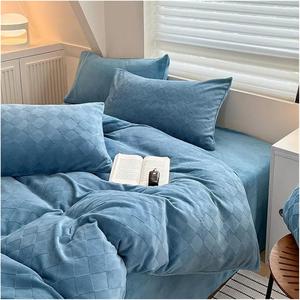 Generic Комплект постельного белья зимний двуспальный плюшевый Blue