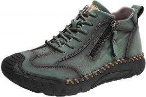 Женские кожаные чукка-башмачки на щиколотку, повседневные ботинки из искусственной кожи, мужские слипоны, легкие полуботинки, удобные, ручной работы, широкой посадки, кожаная обувь, водонепроницаемые, дышащие, для прогулок и вождения Generic, Green