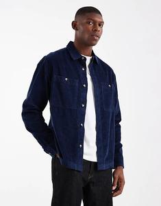 Вельветовая рубашка ASOS DESIGN темно-синего цвета