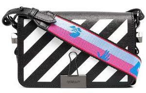 OFF WHITE Diag Кожаная Мини Сумка Через Плечо, Кроссбоди Женская Черно-Белая OFF-WHITE