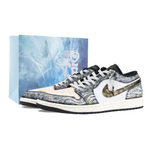 Jordan Кроссовки Air 1 Starry Sea Pearl Unisex низкие винтажные баскетбольные устойчивые к истиранию gray gold