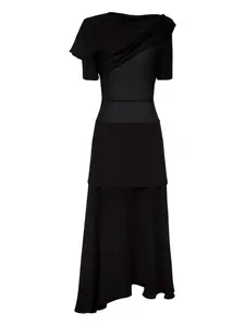 Драпированное платье миди асимметричного кроя Post Meridiem, черный