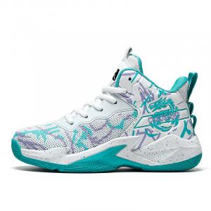 Детские баскетбольные кроссовки с низким верхом, противоскользящие, с амортизацией, устойчивые к истиранию и ударам SAINT WATERS, аква