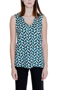 Блуза женская Street One без рукавов из вискозы, бело-зеленый