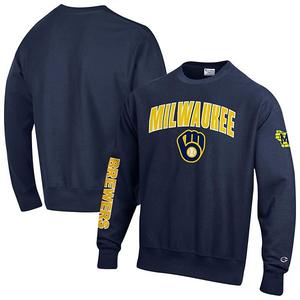 Мужской свитшот Milwaukee Brewers Reverse Weave в цвете navy Champion