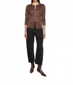 Вязаный кардиган из люрекса коричневого цвета Enza Costa